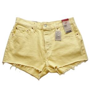 Levi's 501 Button Fly Jean Shorts Yellow Cut Off Hem Size 32 NWT